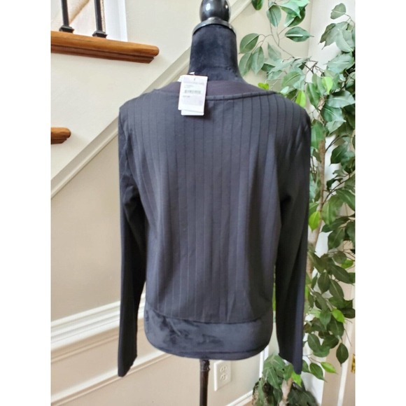 Elodie Cropped Black Polyester Long Sleeve Button Front Knit Cardigan Sweater L - Picture 5 of 13